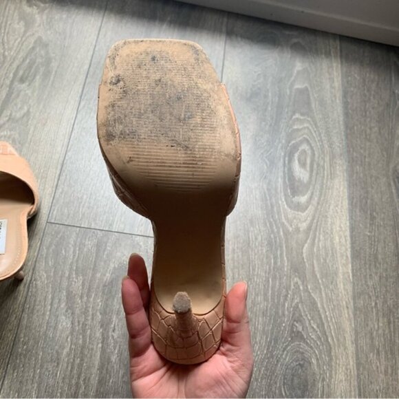 Steve Madden Signal Embossed Mules pink Slip On High Heels Square toe Size 7 - Picture 8 of 11